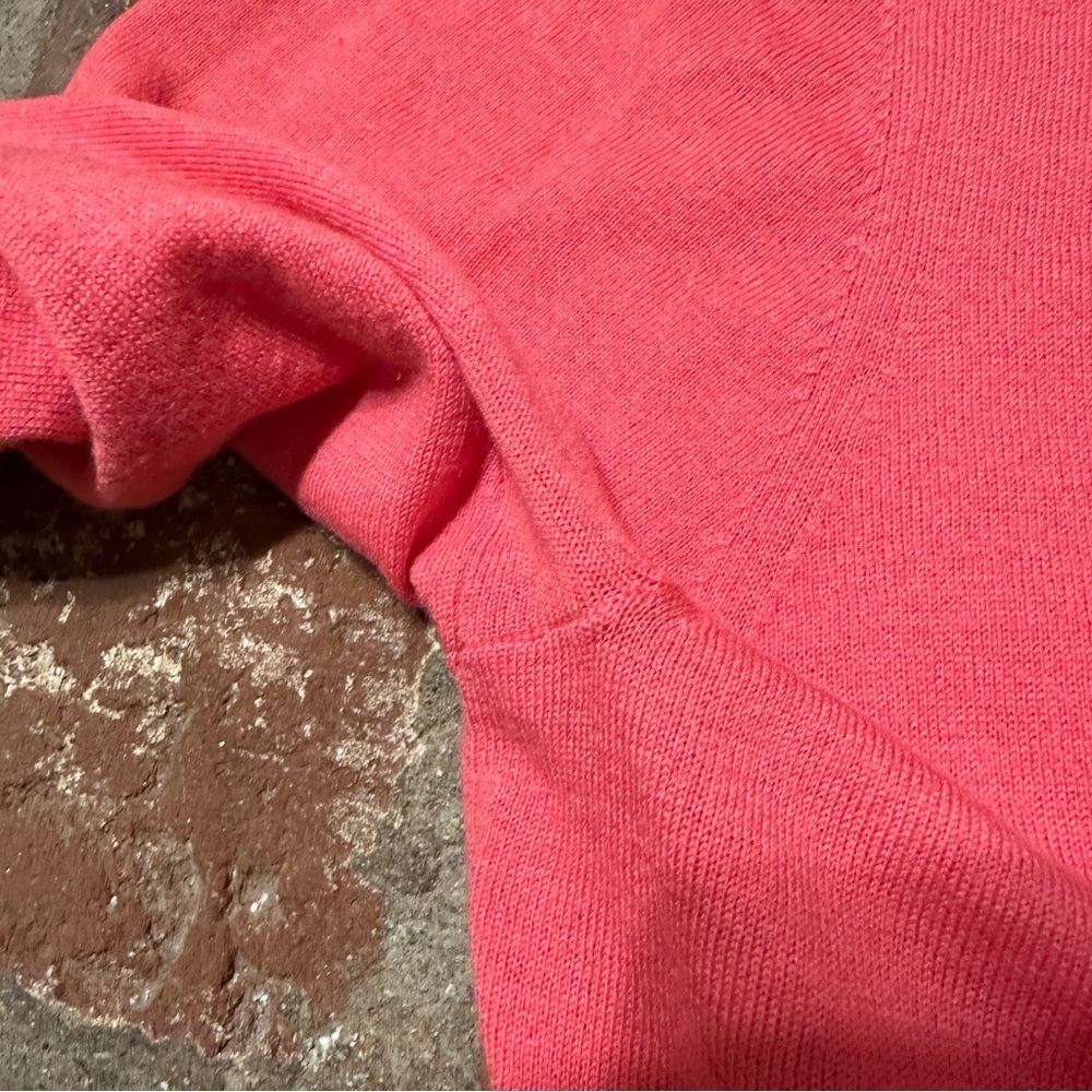 Tory Burch Bright Pink Ruffle Wool Cashmere Button Up Knit Cardigan Sweater XL - Picture 12 of 16